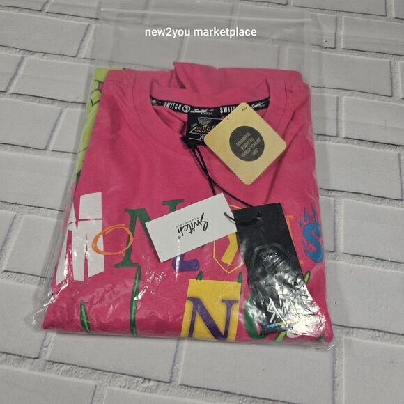 New bleecker & Mercer Mens Short Sleeve PINK MULTICOLOR T Shirt SIZE EXTRA LARGE - Picture 2 of 8